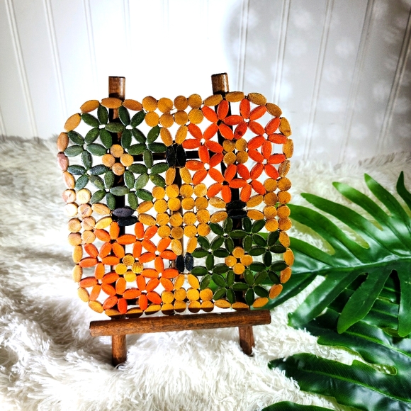 🌵Vintage Boho Beaded Trivet